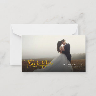 Modern Photo Hand-Lettered Bröllop Tack Anteckningskort