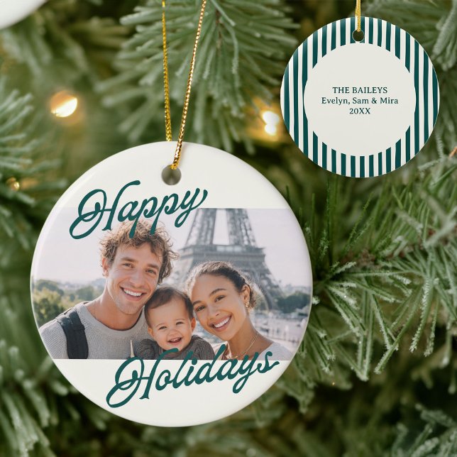 Modern Photo Happy Holidays Family Keepsake Julgransprydnad Keramik (Skapare uppladdad)