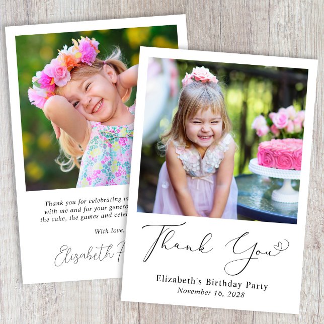 Modern Photo Heart-skript födelsedag Tack Kort (Skapare uppladdad)