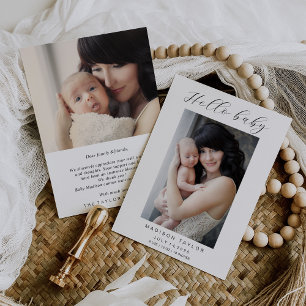 Modern Photo Hej Baby Birth-annons Card Inbjudningar