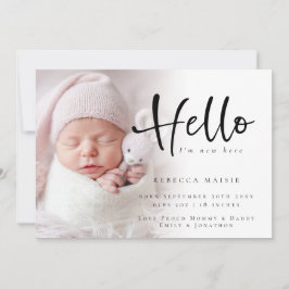 Modern Photo Hej Nyfödd bebis Girl Rosa Birth Anno Meddelande