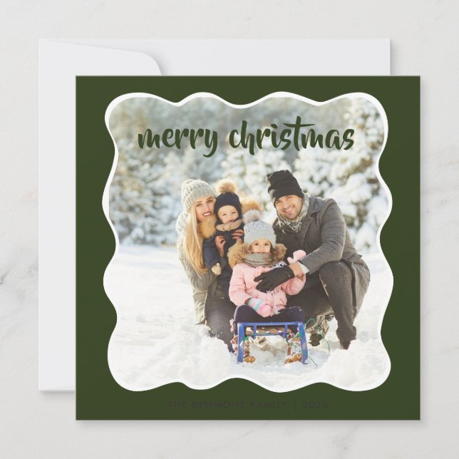 Modern Photo Helgdag Grönt Julkort (Framsida)