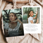 Modern Photo High School Graduation Announcement  Meddelande<br><div class="desc">Celebrate this unforgettable milestone with a Modern Photo High School Graduation Announcement designed to showcase your graduate’s proud achievement. Featuring a clean minimalist layout and stylish modern typography, this announcement highlights a favorite senior photo while sharing graduation details with family and friends. Perfect for announcing a high school graduation, senior...</div>