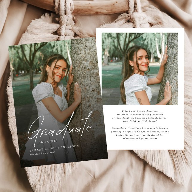 Modern Photo High School Graduation Announcement Meddelande (Skapare uppladdad)