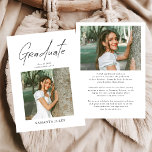 Modern Photo High School Graduation Announcement Meddelande<br><div class="desc">Celebrate this unforgettable milestone with a Modern Photo High School Graduation Announcement designed to showcase your graduate’s proud achievement. Featuring a clean minimalist layout and stylish modern typography, this announcement highlights a favorite senior photo while sharing graduation details with family and friends. Perfect for announcing a high school graduation, senior...</div>