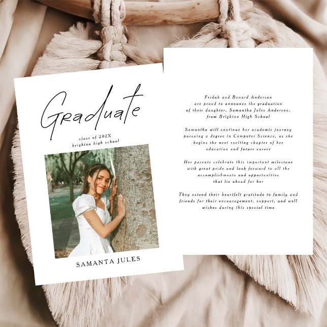 Modern Photo High School Graduation Announcement Meddelande (Skapare uppladdad)