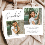 Modern Photo High School Graduation Announcement Meddelande<br><div class="desc">Celebrate this unforgettable milestone with a Modern Photo High School Graduation Announcement designed to showcase your graduate’s proud achievement. Featuring a clean minimalist layout and stylish modern typography, this announcement highlights a favorite senior photo while sharing graduation details with family and friends. Perfect for announcing a high school graduation, senior...</div>