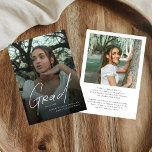 Modern Photo High School Graduation Announcement  Meddelande<br><div class="desc">Celebrate this unforgettable milestone with a Modern Photo High School Graduation Announcement designed to showcase your graduate’s proud achievement. Featuring a clean minimalist layout and stylish modern typography, this announcement highlights a favorite senior photo while sharing graduation details with family and friends. Perfect for announcing a high school graduation, senior...</div>