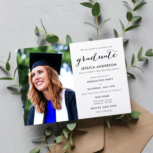 Modern Photo High School Studenten Inbjudningar (Modern Photo High School Graduation Invitation)