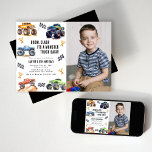 Modern Photo | Kids Monster Lastbilar Födelsedagsf Inbjudningar<br><div class="desc">Lägg märke till alla små party djur! Få redot att ändra roligten med vår "BOOM, CLASH ITS A MONSTER LASTBIL BASH", barndagsmorgonsterbilinbjudan till Lastbilar. Med den vackra och livfulla monsterbilen lastbilar, ett foto, detta moderna typografiskript inbjudan som du går med in på firande. Låt oss in i det tredje levnadsåret...</div>