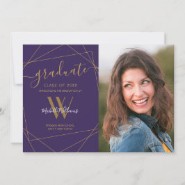 Modern Photo Lila Monogram Geometric Studenten Meddelande