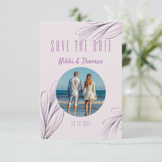 Modern Photo Lila Script-Elegant Spara datum (Stående Fram)