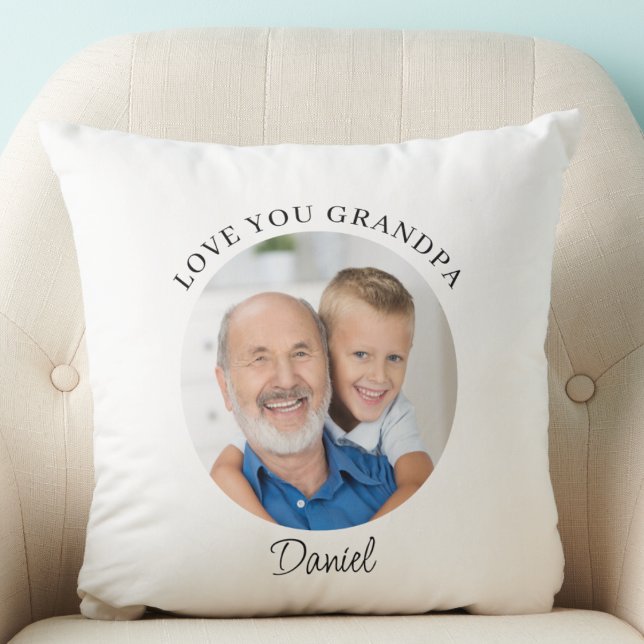 Modern Photo Love You Grandpa Keepsake Kudde (Skapare uppladdad)