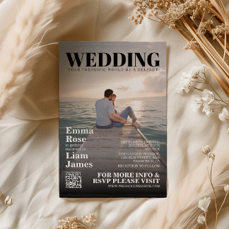 Modern Photo Magazine Cover Unik Bröllop Inbjudningar