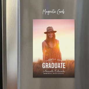Modern Photo Magnetic Tillkännagivande för student Magnetisk Inbjudningskort