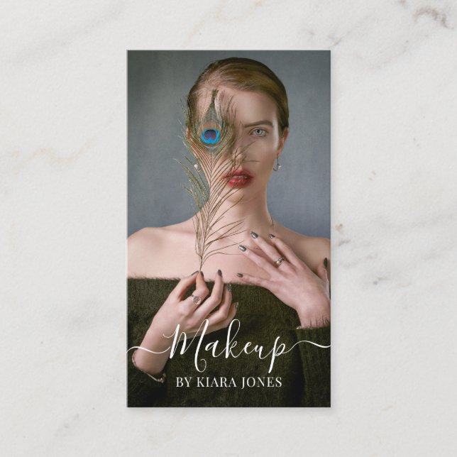 Modern Photo Makeup Artist Script Visitkort (Framsida)