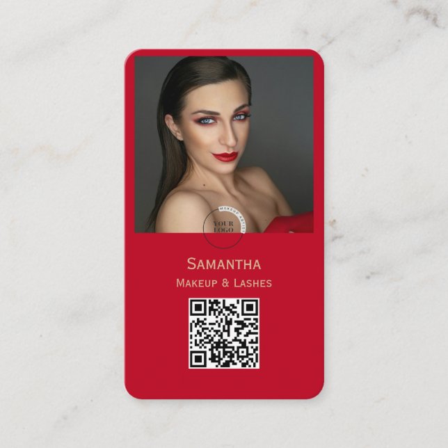 Modern Photo Makeup Business Card logo barcode  Visitkort (Framsida)