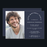 Modern Photo Man 30års födelsedag Party flottan Inbjudningar<br><div class="desc">Modern Photo Man 30års födelsedag Party marblått. En helt ny anpassade som helt enkelt ersätter exempelfotot med ditt eget och anpassar texten till dina uppgifter. Du kan också ändra marin blå bakgrund på båda sidor och texten färg och stil om du vill med alternativet Anpassa ytterligare.</div>