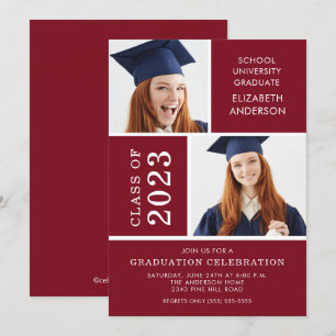 Modern Photo Maroon Studenten-inbjudan Inbjudningar