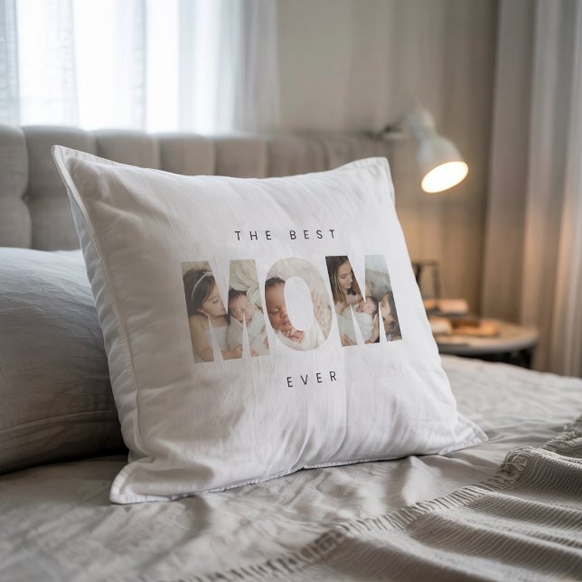 Modern Photo Minimalist Bästa Mamma Dekorativ kudd Kudde (Skapare uppladdad)