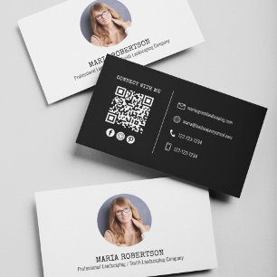Modern Photo Minimalist QR Code Social Media Visitkort