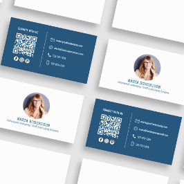 Modern Photo Minimalist QR Code Social Media Visitkort