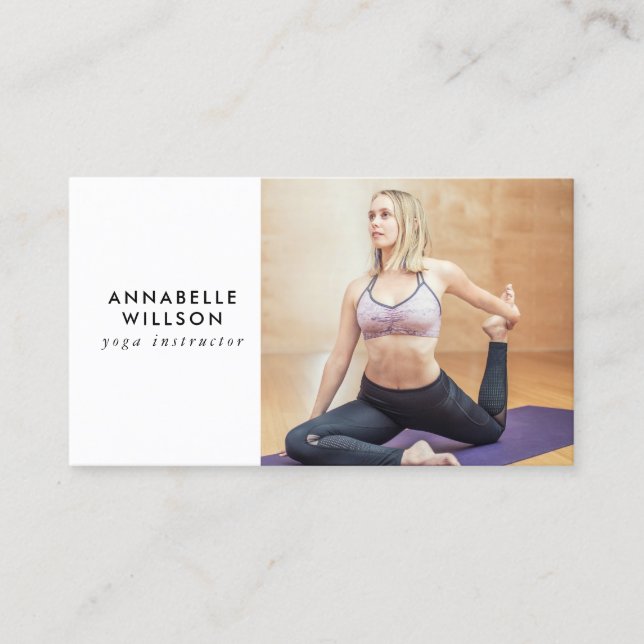 Modern Photo Monogram Yoga-instruktion Visitkort (Framsida)