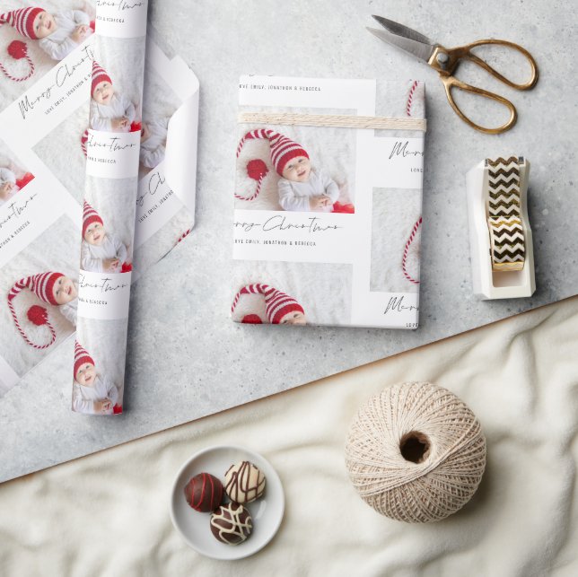 Modern Photo Mönster Namn Script God jul Presentpapper (Hantverk)