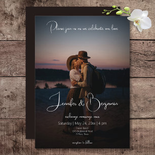 Modern Photo Mörk - minimalt Bröllop Inbjudningar