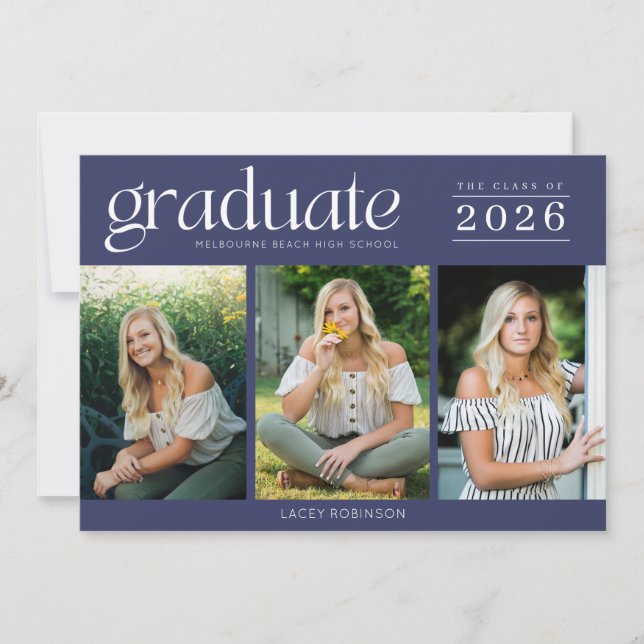 Modern Photo Navy Blue High School Studenten (Framsida)