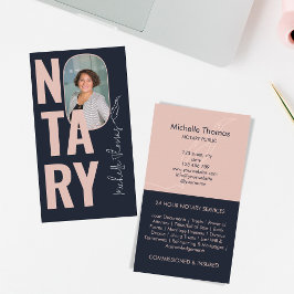 Modern Photo Navy Rosa Notary Loan Signing Agent Visitkort