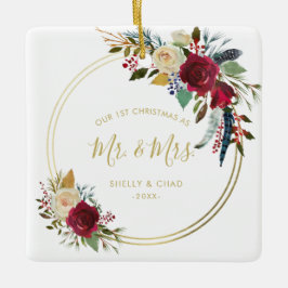 Modern Photo Newlyed Elegant vår första jul Julgransprydnad Keramik