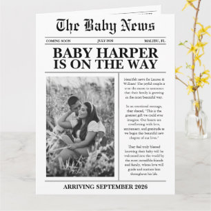 Modern Photo Newspaper Baby Shower Kort
