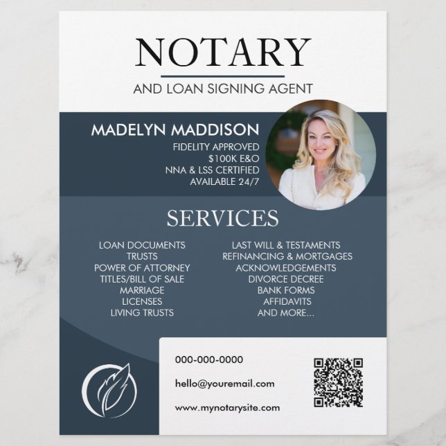 Modern Photo Notary & Loan Signing Agent Flyer (Framsidan)