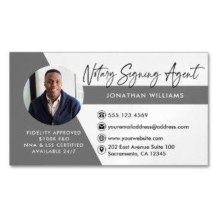 Modern Photo Notary Signing Agent Magnetiska Visitkort