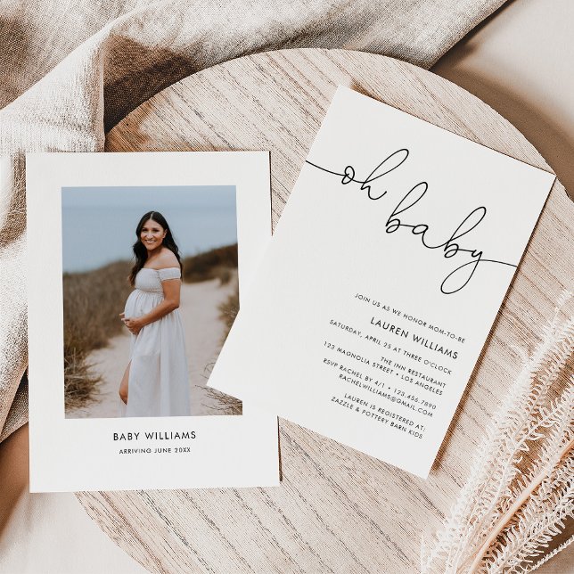 Modern Photo Oh Baby Baby Shower Inbjudningar (Skapare uppladdad)