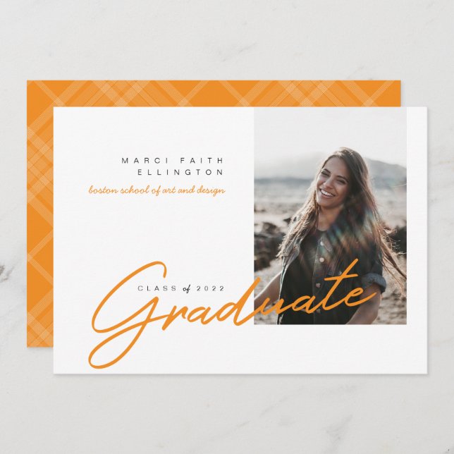 Modern Photo Orange Student Meddelande (Fram/baksida)