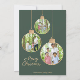 Modern Photo Ornament Grönt jul Julkort