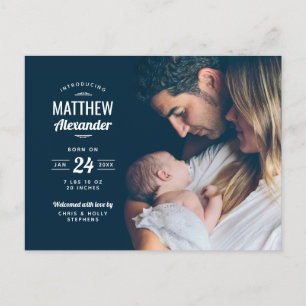 Modern Photo Overlay Birth-annons vykort