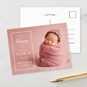Modern Photo Overlay Birth-annons vykort