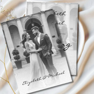Modern Photo Overlay Elegant Black White Bröllop Inbjudningar