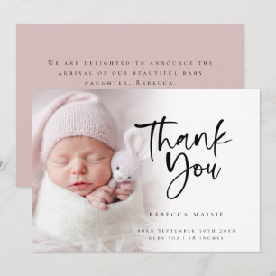 Modern Photo Overlay Girl-Tack Birth Meddelande
