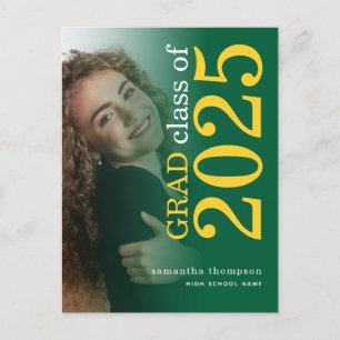 Modern Photo Overlay Gult Grönt 2023 Studenten Meddelande Vykort