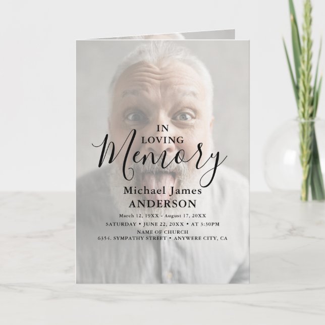 Modern Photo Overlay Sympathy Funeral Program (Framsida)