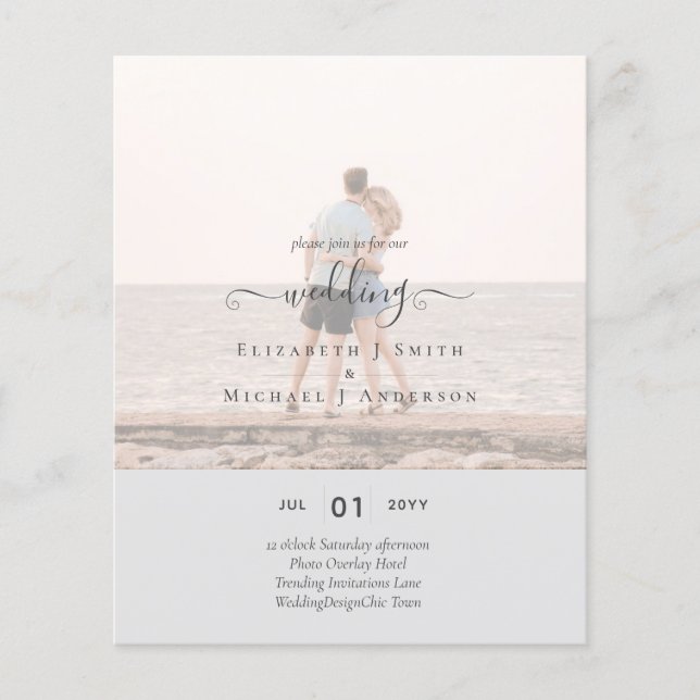 Modern PHOTO OVERLAY TEXT Bröllop budget Flygblad (Framsidan)