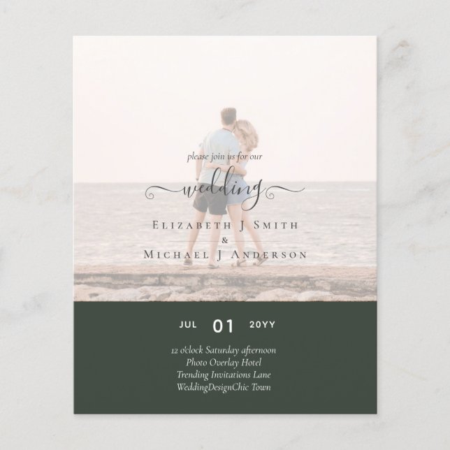 Modern PHOTO OVERLAY TEXT Bröllop budget Flygblad (Framsidan)