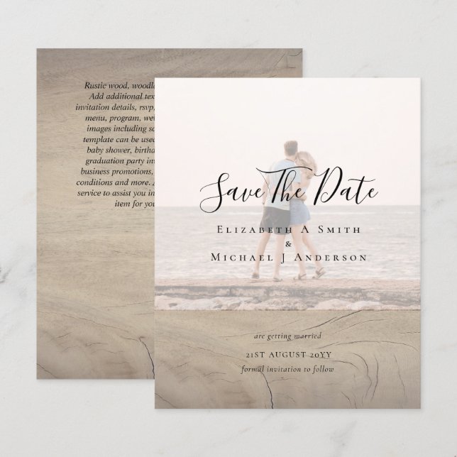 Modern PHOTO OVERLAY TEXT SPARA DATA budget (Fram/baksida)