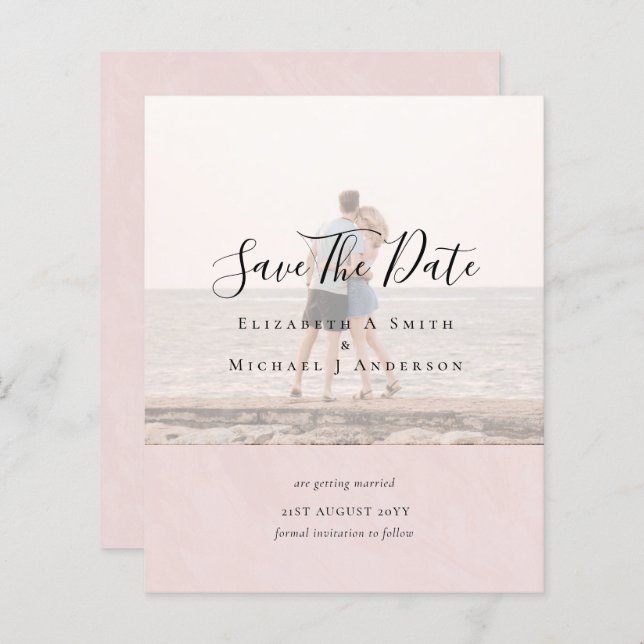 Modern PHOTO OVERLAY TEXT SPARA DATA budget (Fram/baksida)