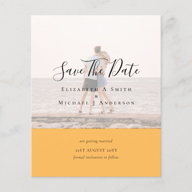 Modern PHOTO OVERLAY TEXT SPARA DATA budget Flygblad (Framsidan)