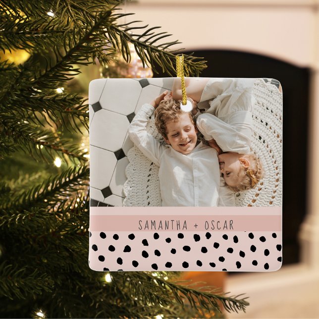 Modern Photo Pastel Personlig Namn Gift Julgransprydnad Keramik (Skapare uppladdad)